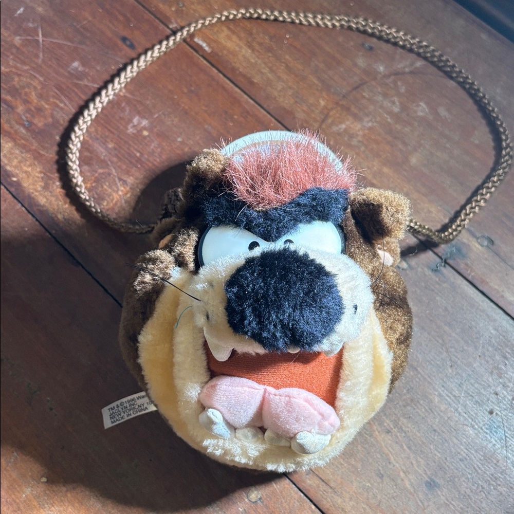 Vtg 90s Looney Tubes Tazmanian Devil Plush Purse‎